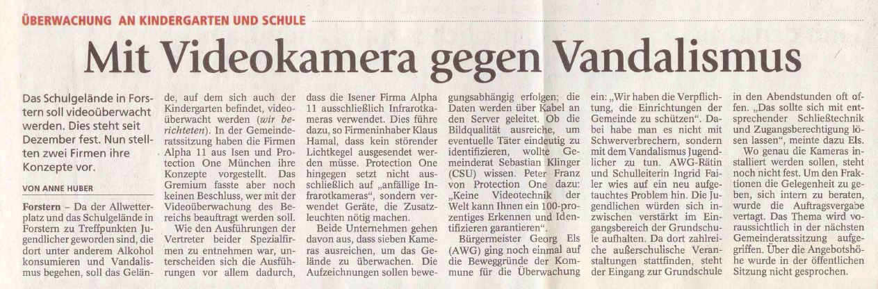 Videoüberwachung Landkreis Erding - Schule Forstern