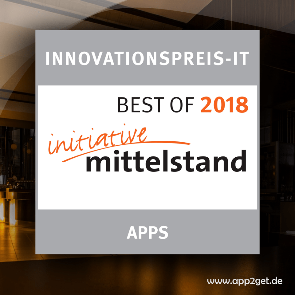 app2get Self-Order Digitale Speisekarte für Restaurant menue gewinnt Innovationspreis