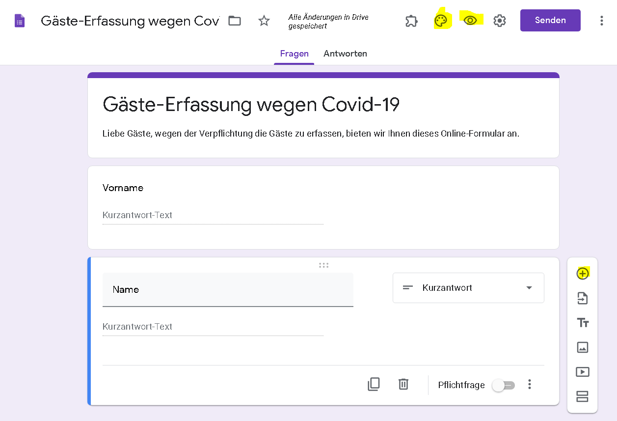 Corona Erfassung kostenlos - Neues Formular in Google erstellen