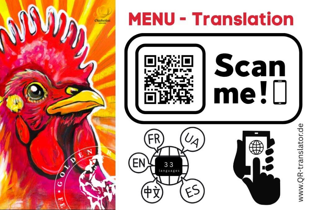 Mehrsprachige Speisekarte durch Künstliche Intelligenz mit QR-Translator